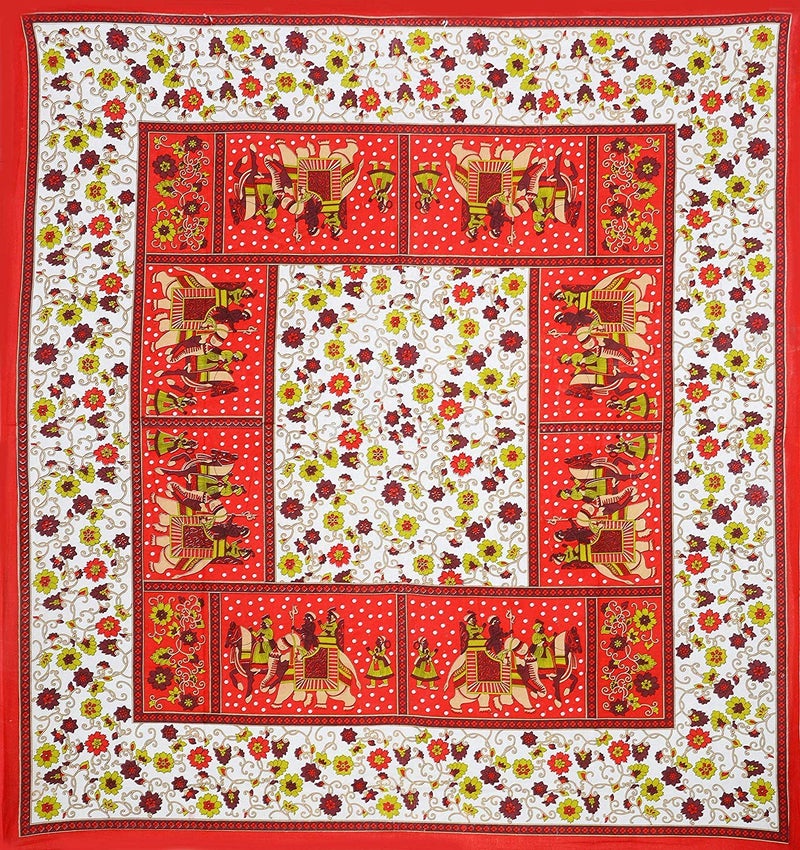 UNIBLISS 144 TC 100% Cotton Rajasthani Jaipuri Traditional Bedsheet with 2 Pillow Covers - Red - Image 5