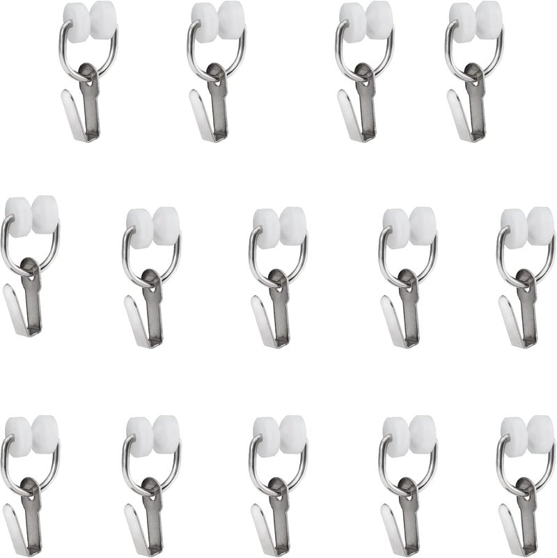 RecPro RV Curtain Carrier Hooks – Nylon Wheels with Metal Ring for I-Beam Track Rod | Smooth Gliding | 14 or 20 Pack with Optional End Stops | Easy Install (14) - Image 1