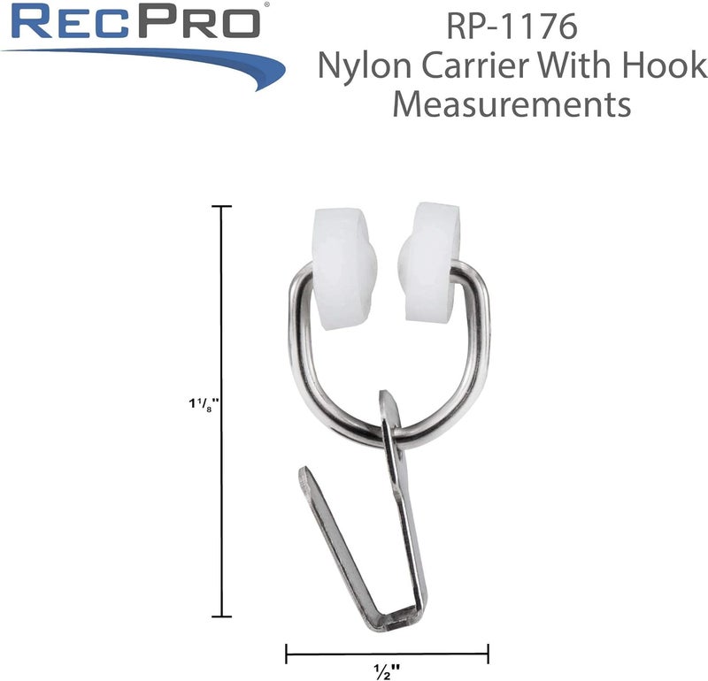 RecPro RV Curtain Carrier Hooks – Nylon Wheels with Metal Ring for I-Beam Track Rod | Smooth Gliding | 14 or 20 Pack with Optional End Stops | Easy Install (14) - Image 2