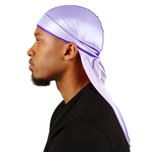 Superstitch Ultra Silky Durag x Wavebuilder | 30+ Styles Premium Designer Durags for Men | 360 Waves |Light Purple (Harlem) - Image 5
