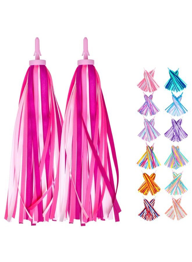 Mlurcu Bike Streamers for Girls 1 Pair, Bike Decorations Girls Bike Tassels, Kids Bike Accessories Scooter Bicycle Tricycle Handlebar Streamers Handle Bar Grips Accessories for Girls Boys (Pink) - Image 1