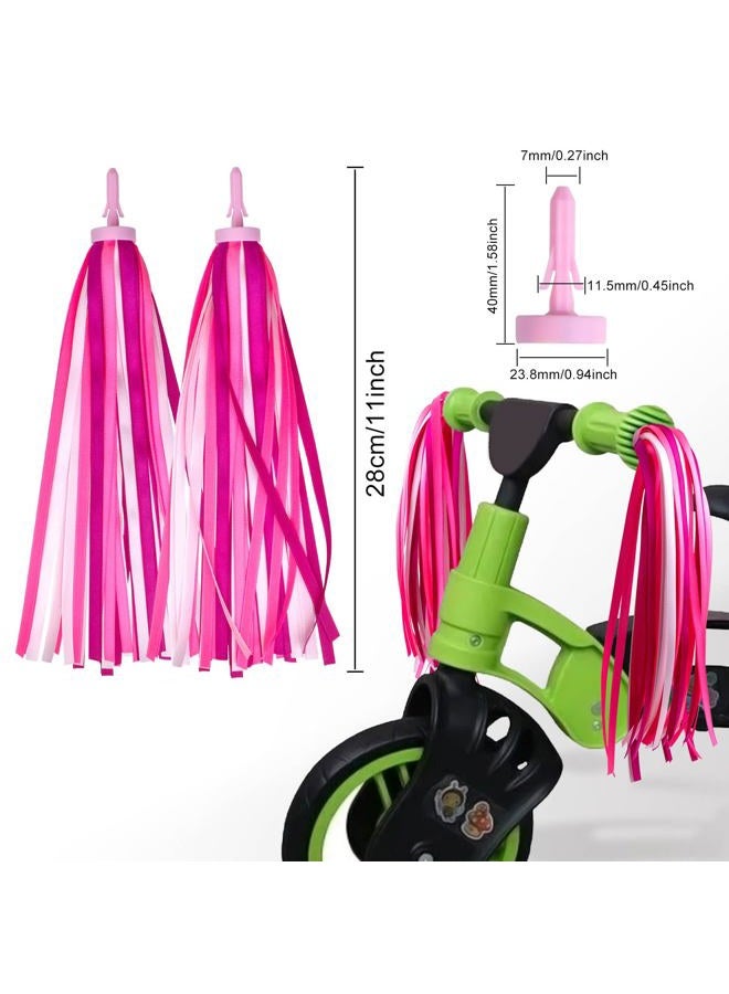 Mlurcu Bike Streamers for Girls 1 Pair, Bike Decorations Girls Bike Tassels, Kids Bike Accessories Scooter Bicycle Tricycle Handlebar Streamers Handle Bar Grips Accessories for Girls Boys (Pink) - Image 2