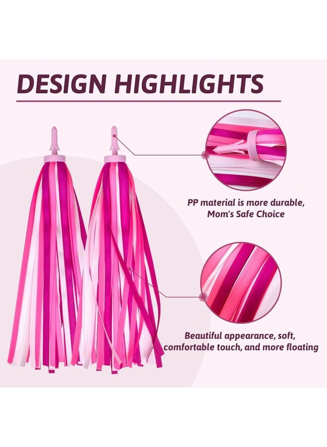 Mlurcu Bike Streamers for Girls 1 Pair, Bike Decorations Girls Bike Tassels, Kids Bike Accessories Scooter Bicycle Tricycle Handlebar Streamers Handle Bar Grips Accessories for Girls Boys (Pink) - Image 5
