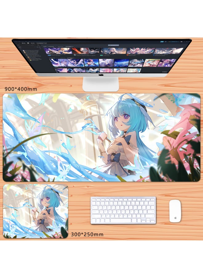 Generic - No Overlock Honkai Impact 3 Mouse Pad Extra Large Animation Kiana Dem Lisa Alicia Two-Dimensional Notebook-Color:100x50cm Thickness 3mm-Pattern:Grilex - Image 1