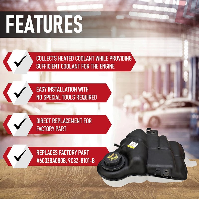 AA Ignition Coolant Reservoir Tank with Degas Bottle Cap - Overflow Recovery Bottle Fits Ford F250, F350 Super Duty, Excursion 6.0L Powerstroke,6.8L,5.4L-6C3Z-8A080-B,3C3Z8A080AE,603-217-Antifreeze Expansion Tank - Image 2