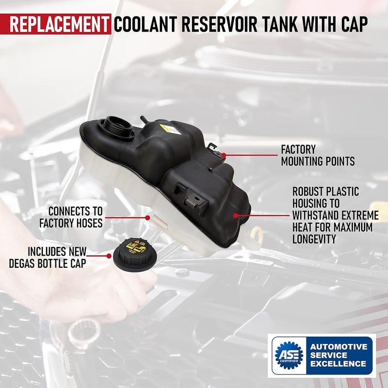 AA Ignition Coolant Reservoir Tank with Degas Bottle Cap - Overflow Recovery Bottle Fits Ford F250, F350 Super Duty, Excursion 6.0L Powerstroke,6.8L,5.4L-6C3Z-8A080-B,3C3Z8A080AE,603-217-Antifreeze Expansion Tank - Image 4