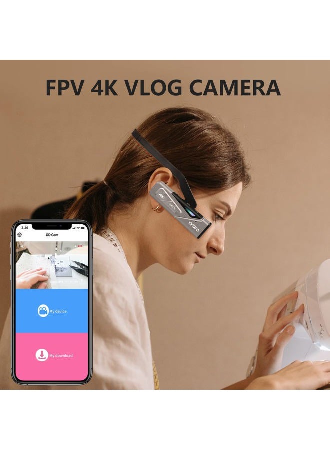 ORDRO EP7 4K Video Camera, Head Mounted Camera Vlog Camcorder, 4K 60FPS Wearable Vlogging Camera with 64G Micro Card, Build-in 1000mAh Rechargeable Battery - Image 2