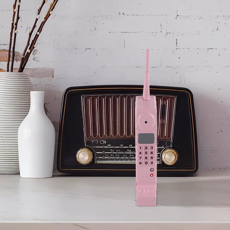 Leopacat Brick Cell Phone Ornament, Retro Model 80s 90s Vintage Ornament Cellular Simulation Photographic Props Stylized Ornaments, for Home Living Room Decor Desktop Decoration Unique Gift Kids(Pink) - Image 5