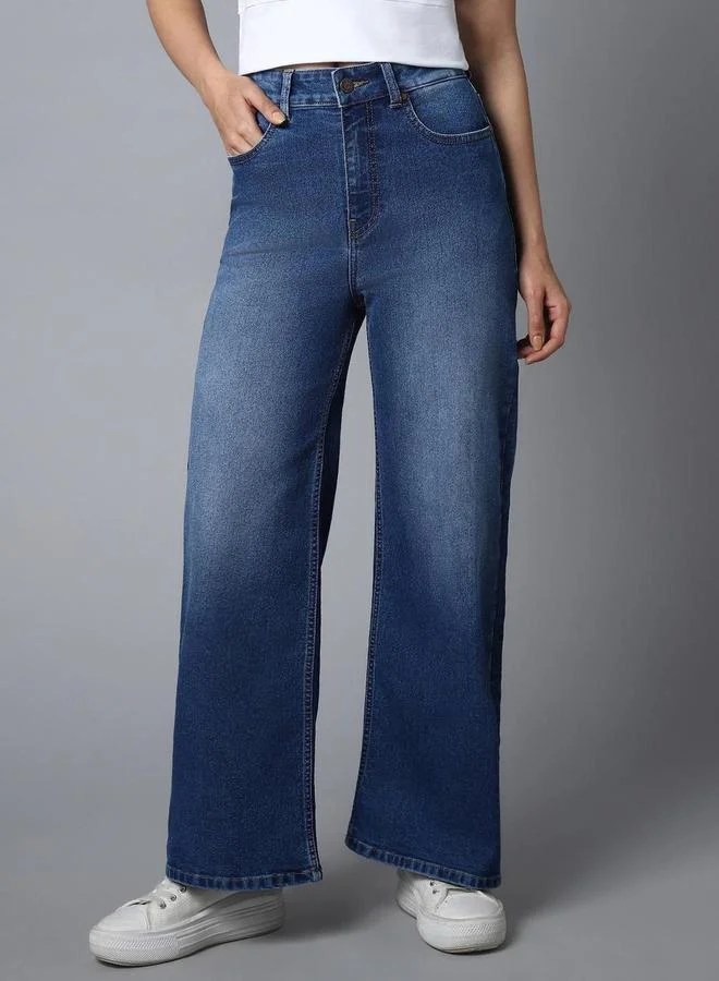 HIGH STAR Women Wide Leg High-Rise Stretchable Jeans