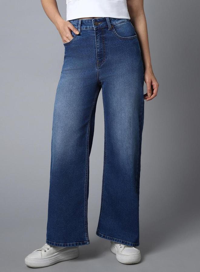 HIGH STAR Women Wide Leg High-Rise Stretchable Jeans - Image 1