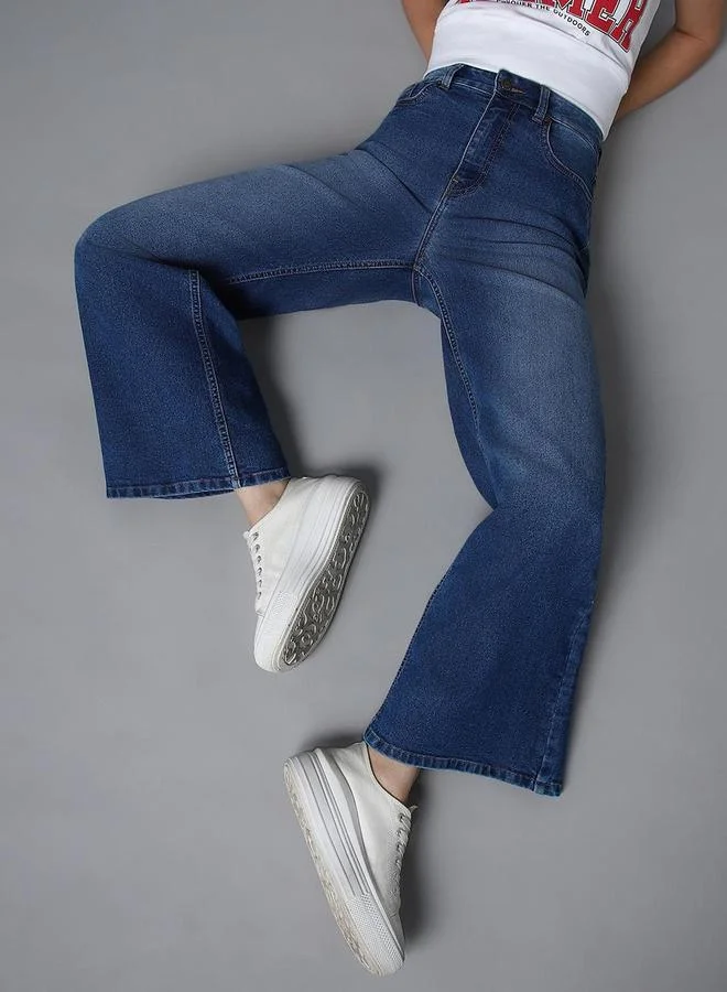 HIGH STAR Women Wide Leg High-Rise Stretchable Jeans