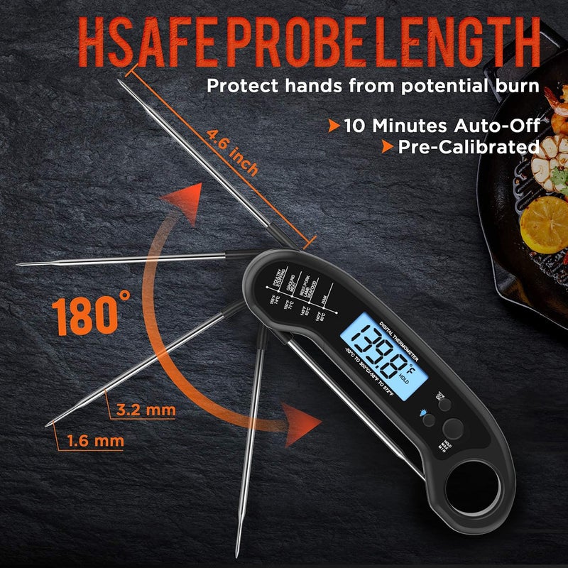 ROUUO Meat Thermometer Digital, Instant Read Meat ThermometerI for Grill and Cooking, Waterproof Food Thermometer for Kitchen and Outside, BBQ, Turkey, Candy, Liquids, Beef - Image 3