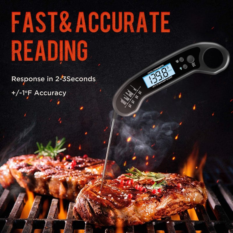 ROUUO Meat Thermometer Digital, Instant Read Meat ThermometerI for Grill and Cooking, Waterproof Food Thermometer for Kitchen and Outside, BBQ, Turkey, Candy, Liquids, Beef - Image 2