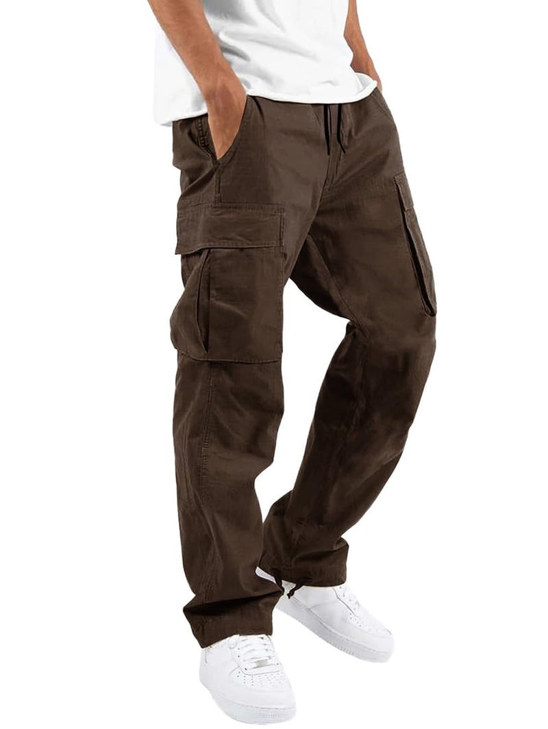 whox Mens Cargo Pants Casual Outdoor Hiking Pants for Men Athletic Joggers Sweatpants Brown - Image 1