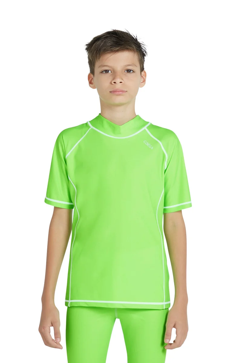 COEGA SUNWEAR COEGA Boys Youth Rashguard Short Sleeve - Nero Green Tie Dye