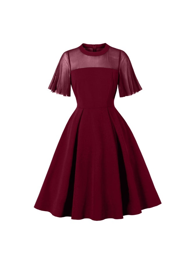 فساتين نسائية بتصميم كلاسيكي وقطع شَبَكية | قصة ميدي على شكل A وخصر مرتفع بمفعول نحيل - Image 3