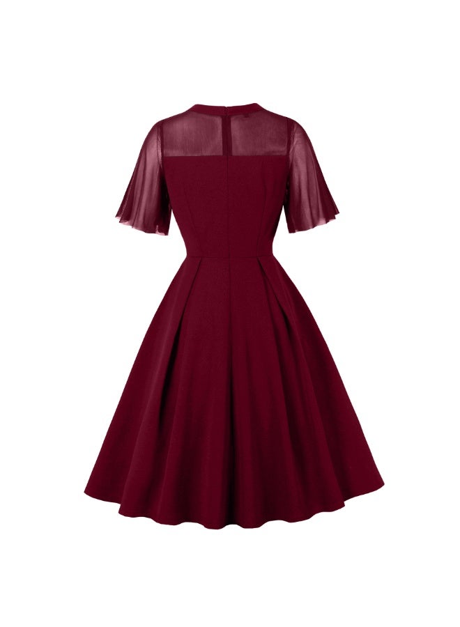 فساتين نسائية بتصميم كلاسيكي وقطع شَبَكية | قصة ميدي على شكل A وخصر مرتفع بمفعول نحيل - Image 4