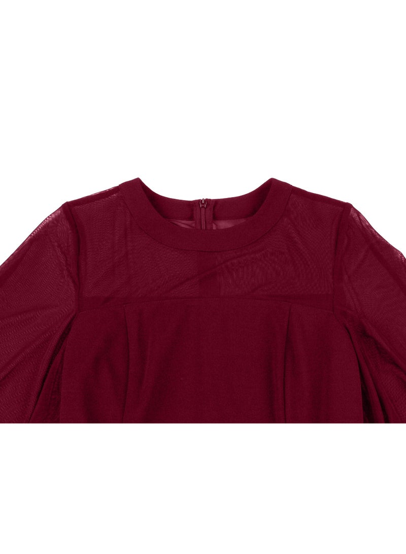 فساتين نسائية بتصميم كلاسيكي وقطع شَبَكية | قصة ميدي على شكل A وخصر مرتفع بمفعول نحيل - Image 5