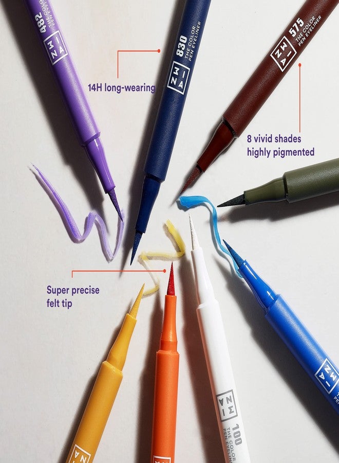 3إنا قلم تحديد العيون 3INA The Color Pen Eyeliner 100 - طرف رفيع للغاية، يدوم 14 ساعة، لون أصفر، سائل - ألوان زاهية، مطفي، مقاوم للتلطخ، مقاوم للتقشر - خالٍ من القسوة على الحيوانات، خالٍ من البارابين، مستحضرات تجميل نباتية - أبيض - Image 3