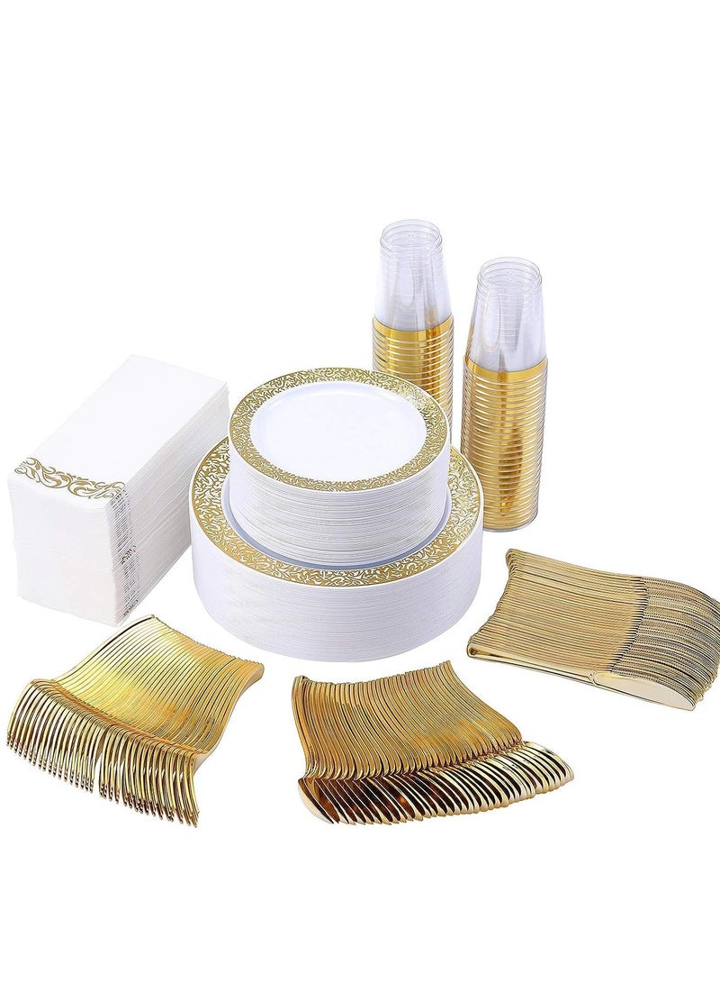 تراسل مستلزمات الحفلات أدوات مائدة للحفلات طقم أدوات مائدة بلاستيكية للحفلات يمكن التخلص منها، مستلزمات الحفلات صحن وملعقة وكوب وأدوات مائدة - 25 ضيفًا - Image 1