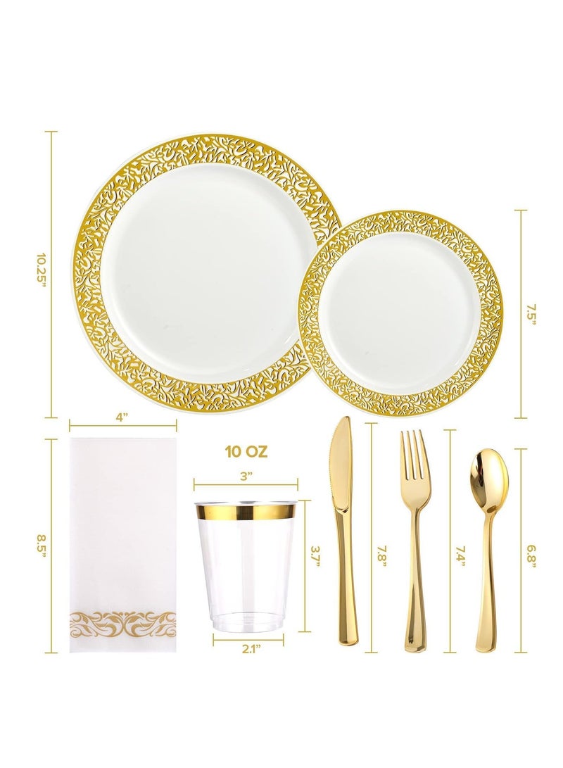 تراسل مستلزمات الحفلات أدوات مائدة للحفلات طقم أدوات مائدة بلاستيكية للحفلات يمكن التخلص منها، مستلزمات الحفلات صحن وملعقة وكوب وأدوات مائدة - 25 ضيفًا - Image 2