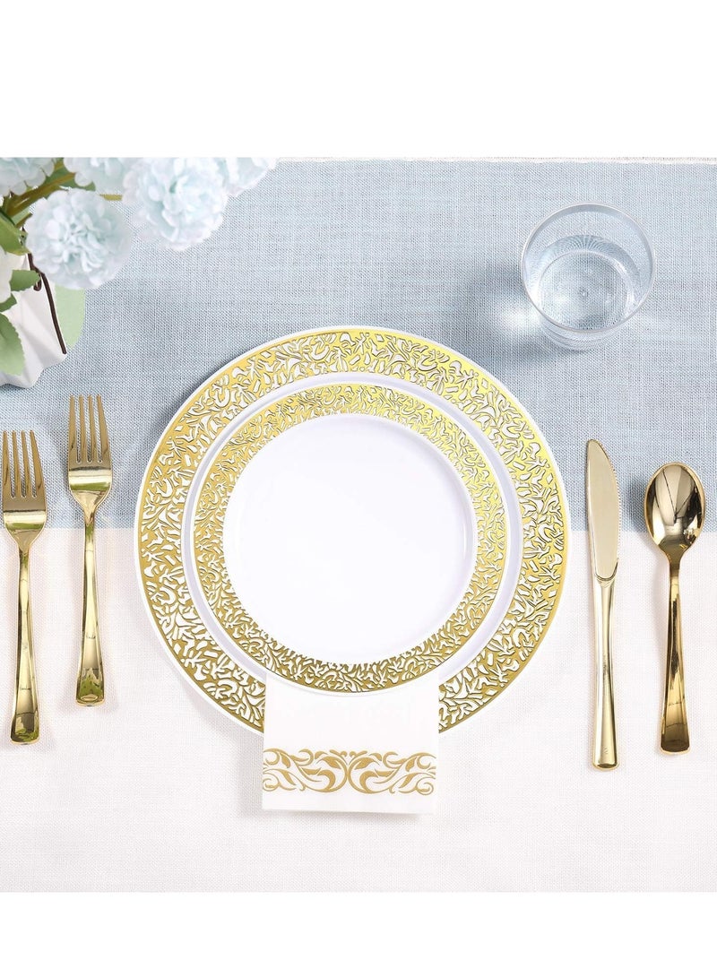 تراسل مستلزمات الحفلات أدوات مائدة للحفلات طقم أدوات مائدة بلاستيكية للحفلات يمكن التخلص منها، مستلزمات الحفلات صحن وملعقة وكوب وأدوات مائدة - 25 ضيفًا - Image 4