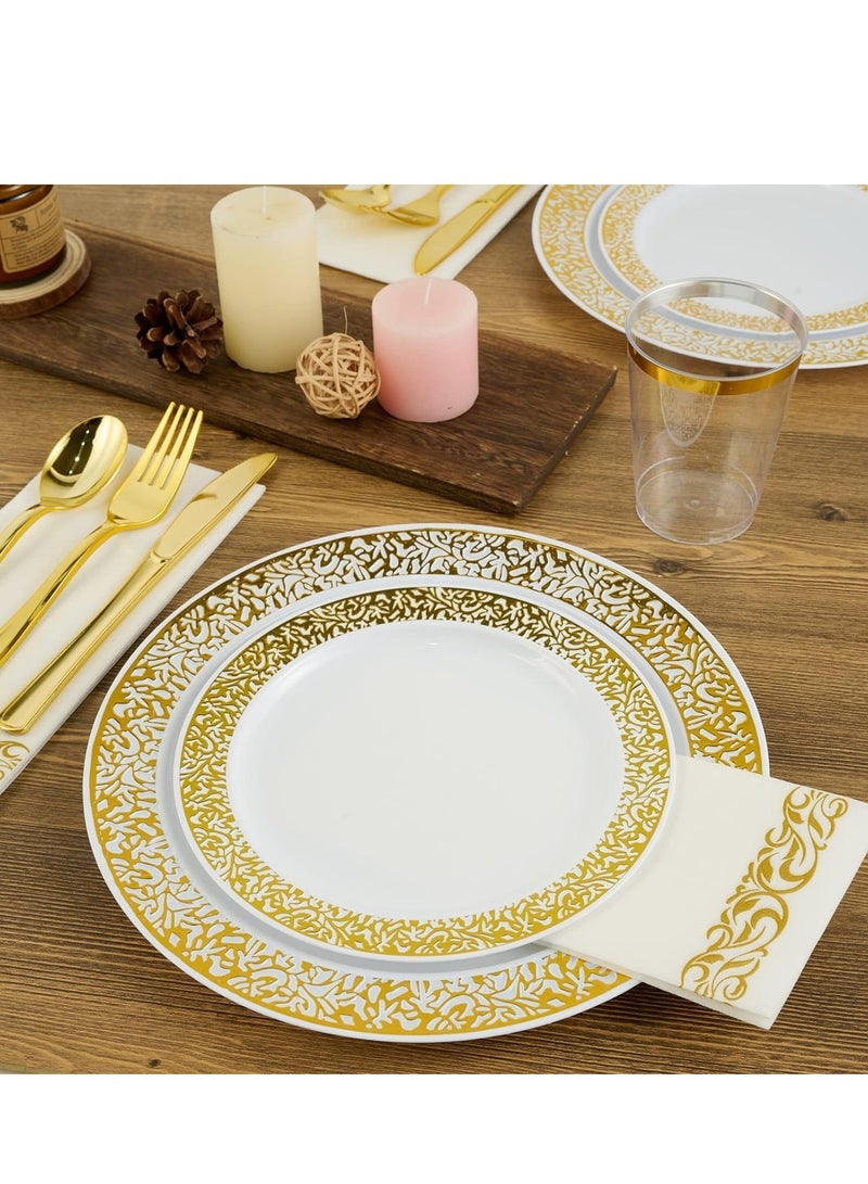 تراسل مستلزمات الحفلات أدوات مائدة للحفلات طقم أدوات مائدة بلاستيكية للحفلات يمكن التخلص منها، مستلزمات الحفلات صحن وملعقة وكوب وأدوات مائدة - 25 ضيفًا - Image 5