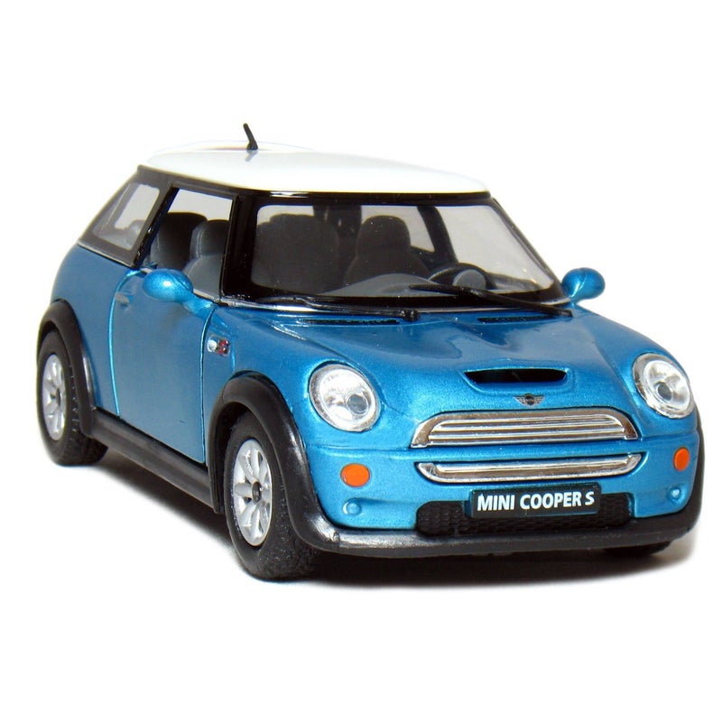 KiNSMART Mini Cooper S 5inch 1:28 Scale Die Cast Metal Model Toy Cars Blue - Image 1