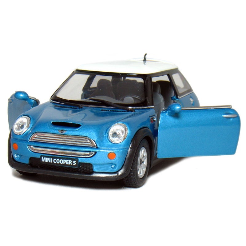 KiNSMART Mini Cooper S 5inch 1:28 Scale Die Cast Metal Model Toy Cars Blue - Image 3