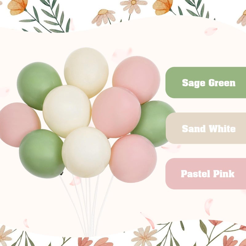 awenztech 141pcs Pink and Green Balloon Arch Garland Kit with Sage Green Pastel Pink Sand White Balloons for Birthday Bridal Shower Party Boho Baby in Bloom Baby Shower Decorations - Image 4