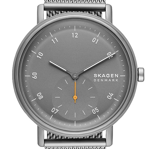 Skagen ساعة سكاجن للرجال كابل ذات اليدين الفرعية الرمادية بحزام شبكي من الفولاذ المقاوم للصدأ (الموديل: SKW6891) - Image 4