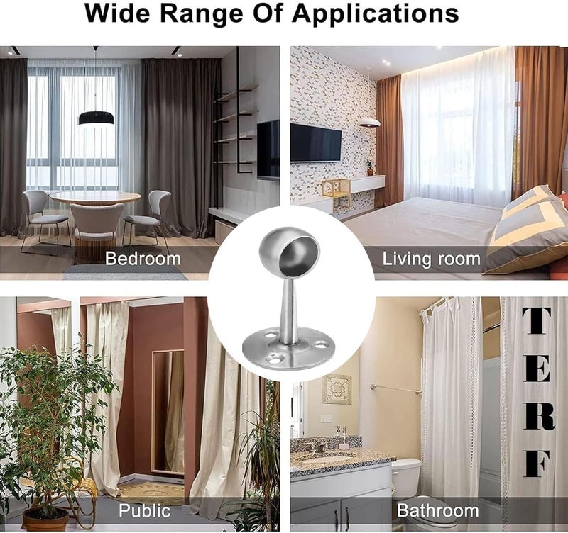 Biella 1Inch 4pcs Stainless Steel Curtain Rod Closed Brackets – Silver Ceiling & Closet Rod Supports, Rust-Resistant and Easy to Install for Home, Office, and Bathroom Curtain Pipe - Image 5