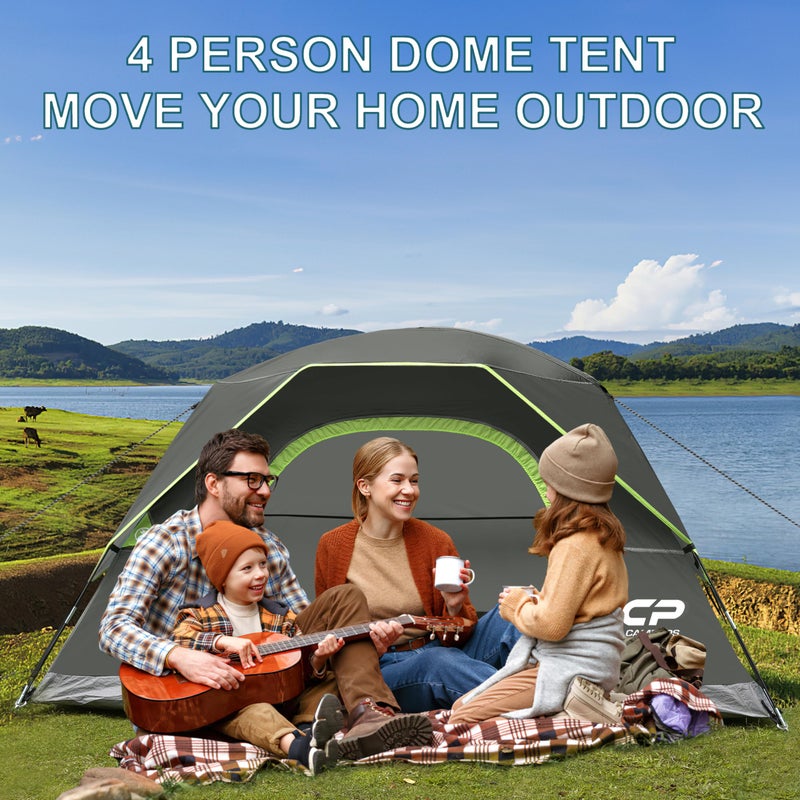 CAMPROS CP 4 Person Tent, Dome Tents for Camping with Rainfly, Waterproof Camping Tent Easy Set Up, Portable Family Tent with Large Mesh Window & Carry Bag for Outdoor Hiking - Image 4