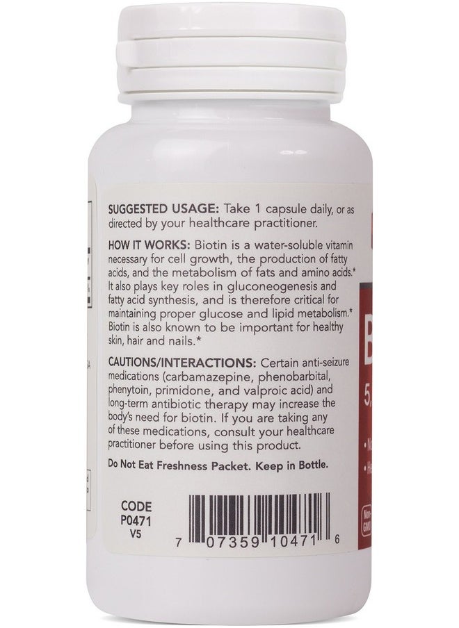 Protocol For Life Balance - Protocol Biotin 5000Mcg Normal Glucose Metabolism Hair Skin And Nails 90 Veg Caps - Image 1