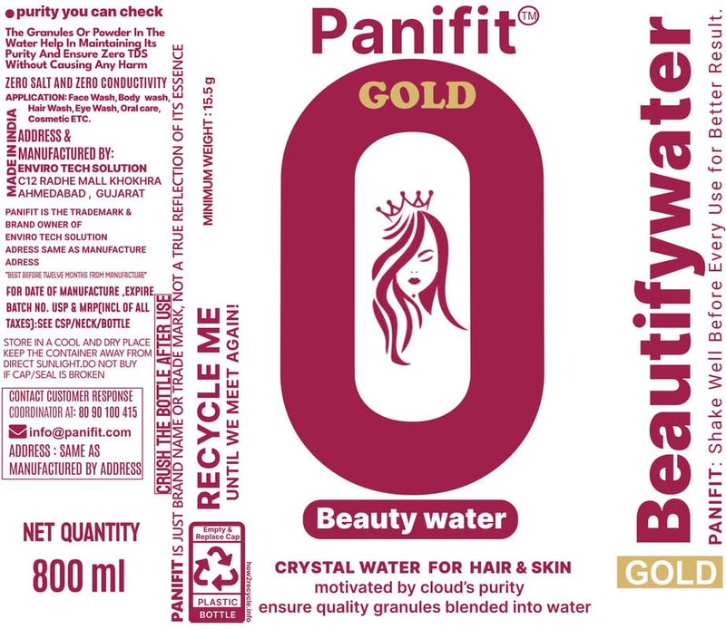 PANIFIT ماء الجمال المقطر بانيفيت بريميوم مع صيغة جديدة للعناية بالشعر والعناية بالبشرة وصناعة مستحضرات التجميل وصناعة العطور والبخار للوجه وماء DM لصناعة الصابون وماء مقطر لغسل الشعر 0 TDS تم اختبار pH عبوة 800 مل من 3 - Image 3