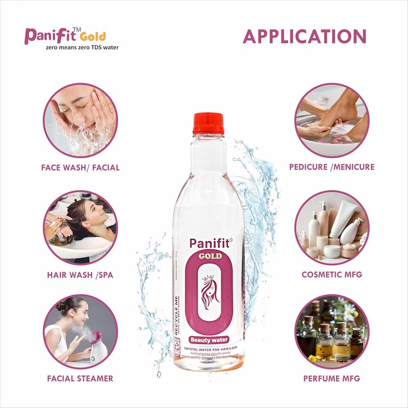 PANIFIT ماء الجمال المقطر بانيفيت بريميوم مع صيغة جديدة للعناية بالشعر والعناية بالبشرة وصناعة مستحضرات التجميل وصناعة العطور والبخار للوجه وماء DM لصناعة الصابون وماء مقطر لغسل الشعر 0 TDS تم اختبار pH عبوة 800 مل من 3 - Image 2