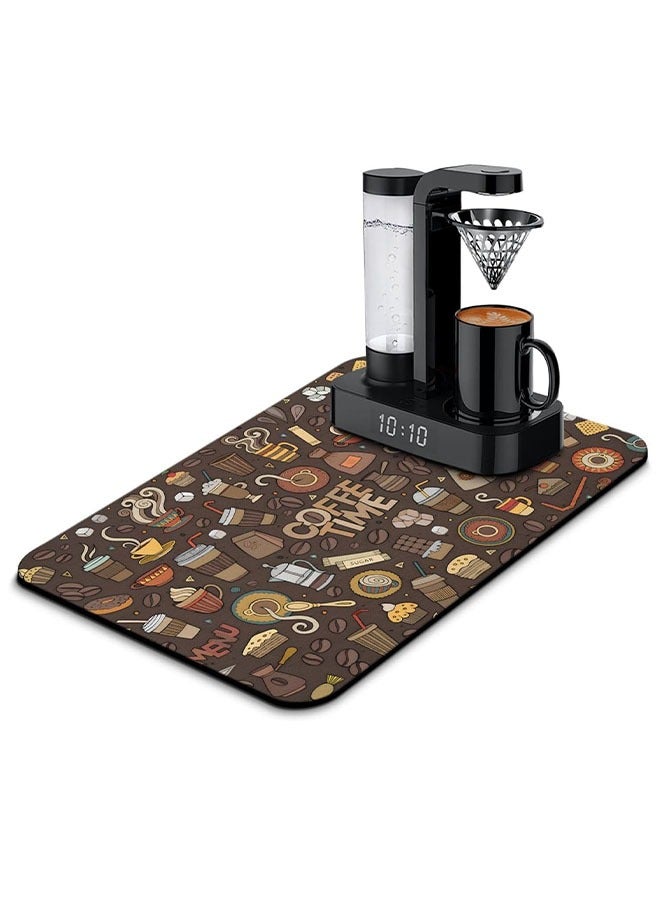 سجادة قهوة مقاومة للماء لسطح المنضدة وسجادة ممتصة وسجادة مقاومة للانزلاق لسطح المنضدة بقهوة القهوة وإخفاء ملحقات البقع للمطبخ (23.6 × 15.7 بوصة/60 × 40 سم) - Image 1