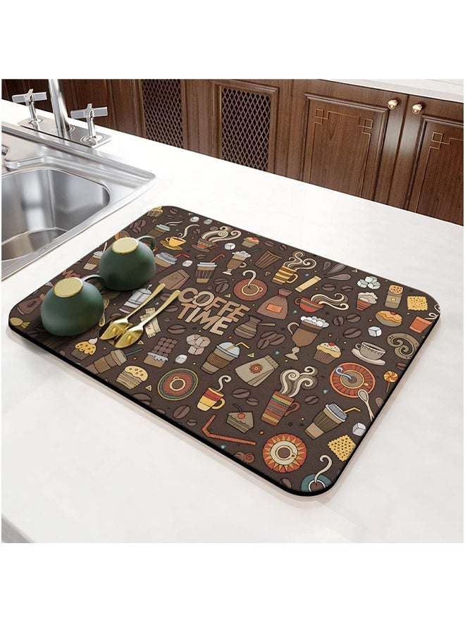 سجادة قهوة مقاومة للماء لسطح المنضدة وسجادة ممتصة وسجادة مقاومة للانزلاق لسطح المنضدة بقهوة القهوة وإخفاء ملحقات البقع للمطبخ (23.6 × 15.7 بوصة/60 × 40 سم) - Image 4