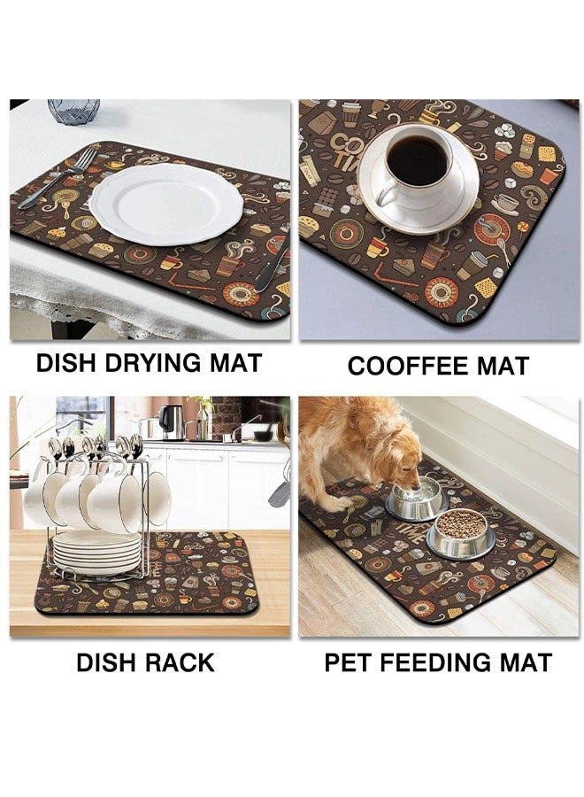 سجادة قهوة مقاومة للماء لسطح المنضدة وسجادة ممتصة وسجادة مقاومة للانزلاق لسطح المنضدة بقهوة القهوة وإخفاء ملحقات البقع للمطبخ (23.6 × 15.7 بوصة/60 × 40 سم) - Image 3