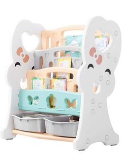 RBW TOYS Childrens Colourful 2 Drawer Toy Container Storage Boxes with 3 Tier Sling Book Storage Organiser Book Rack Shelf Shelves Unit