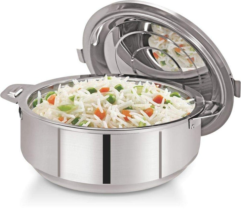 AEVLON Aevlon™ Hot Chef Double Wall Insulated Hot Pot Stainless Steel Casserole with Steel Lid, Silver, DHA (1800 ml)  - Image 4
