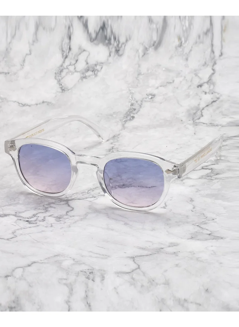 الشعراء الصريحون Explicit Poets Unisex JOHNNY CLEAR Clear - Blue to Pink Stylish Sunglasses, 2EP58