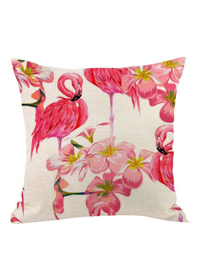 نيبمينينت غطاء وسادة مطبوع عليه طائر الفلامنجو بيج / وردي أخضر 45x45سم