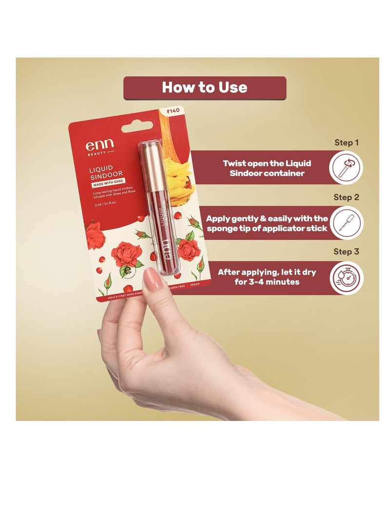 ENN Long Lasting and Waterproof Red and Maroon Liquid Sindoor Maroon Red - Image 2