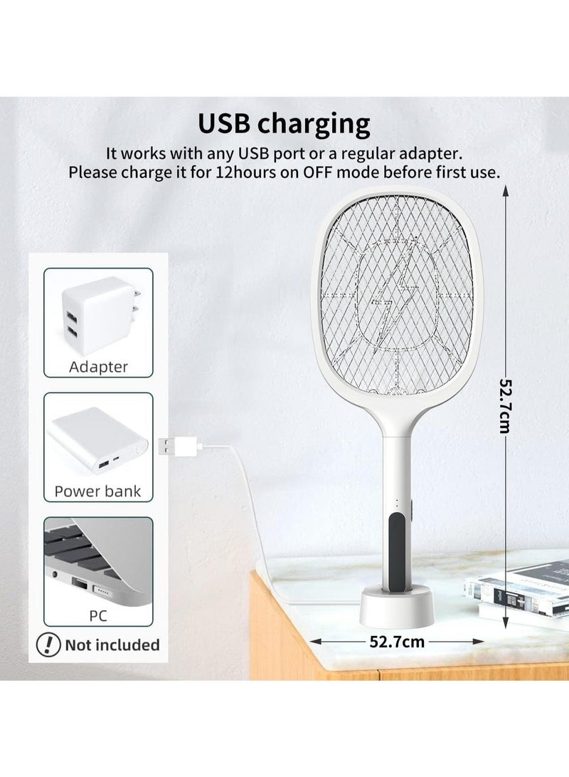 Rechargeable Mosquito Swatter with High-Power COB Light – USB Powered, LED Bug Zapper for Indoor & Outdoor Use (White/Green) - Image 4