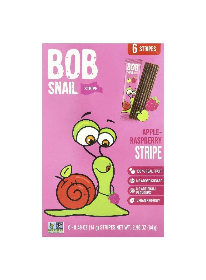 Bob Snail, Fruit Stripe, Apple-Raspberry, 6 Count, 0.49 oz (14 g) Each (Packaging may vary) - Image 1