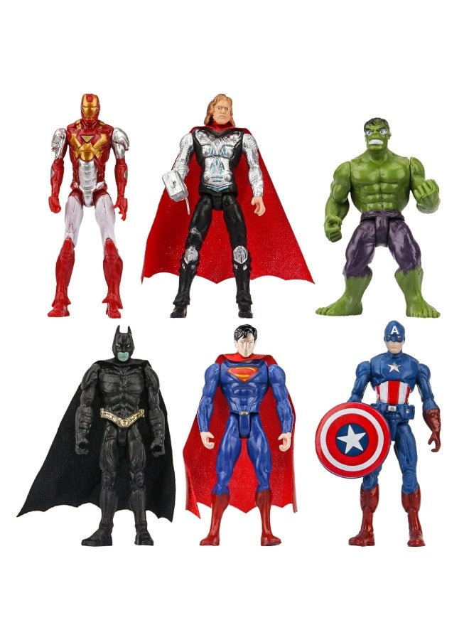 بطل خارق للأطفال منتقمون رجل الحديد هولك كابتن أمريكا سوبرمان باتمان شخصيات العمل لعب 6 قطع - Image 1