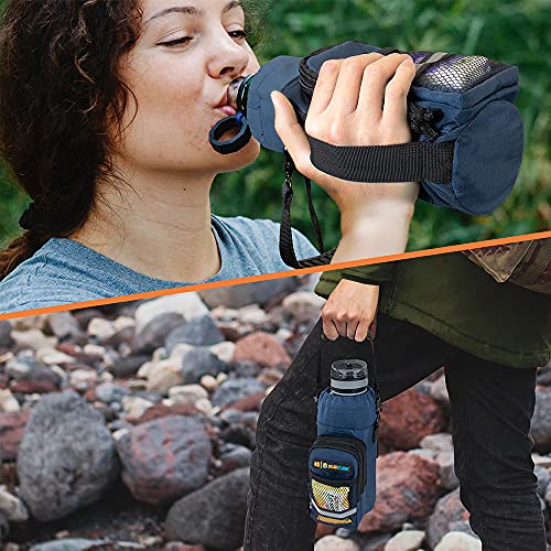 Suncube SUN CUBE Water Bottle Carrier with Strap, Insulated Water Bottle Carrier Bag with Phone Pocket Pouch, Sleeve Sling Purse Crossbody Bottle Holder for Walking, Sports, Hiking Accessories, Blue 40oz - Image 5