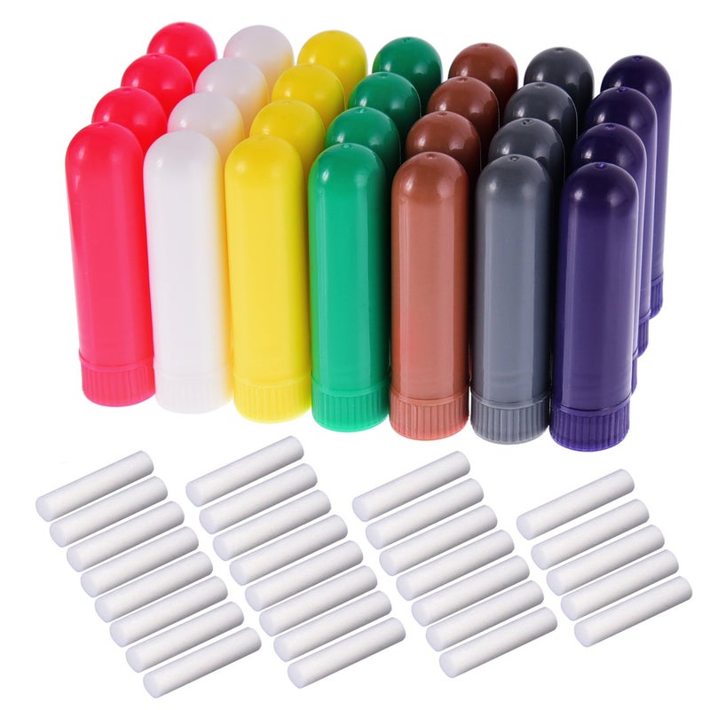 eBoot 28 Sets Essential Oil Aromatherapy Nasal Inhalers Tubes Refillable Inhaler Stick, 7 Colors, with Wicks - Image 1