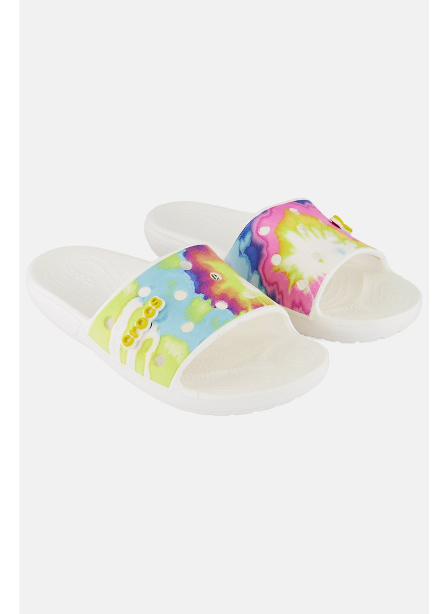 crocs Men Classic Tie Dye Slides, White Combo  - Image 1